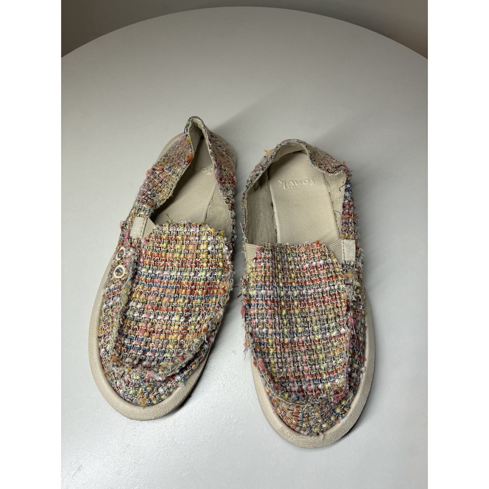 Womens Sanuk Donna Summer Tweed shoes "Sand Multi"  woven textile Size 7 Boho‎